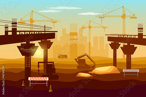Bridge construction professional modern large scale construction bridge industry background