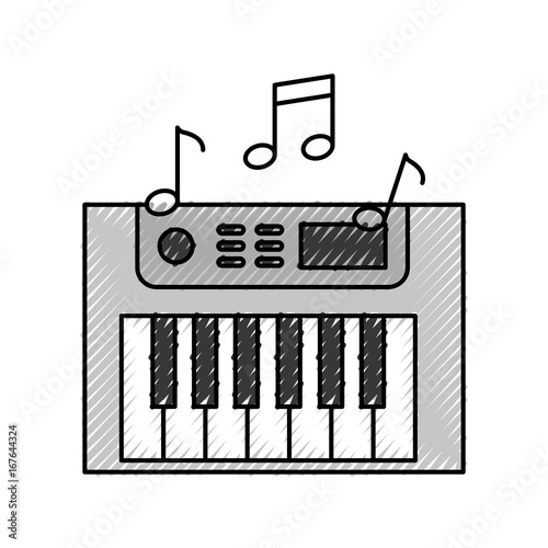 Synth console with notes vector illustration design
