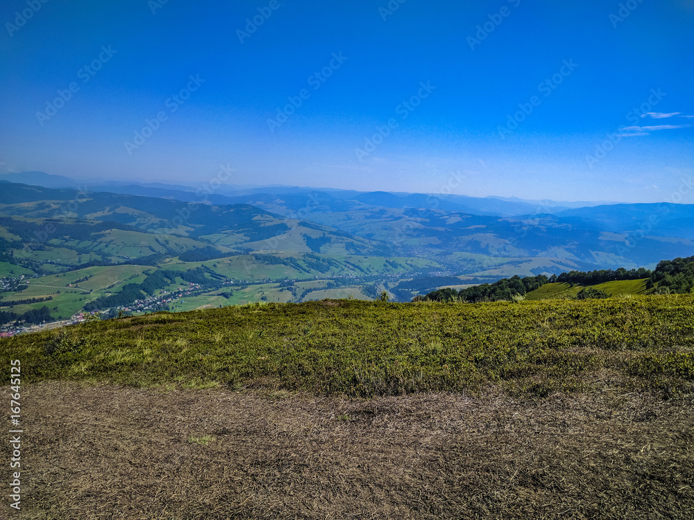 Background landscape with Ukrainian Carpathian Mountains in the Pylypets