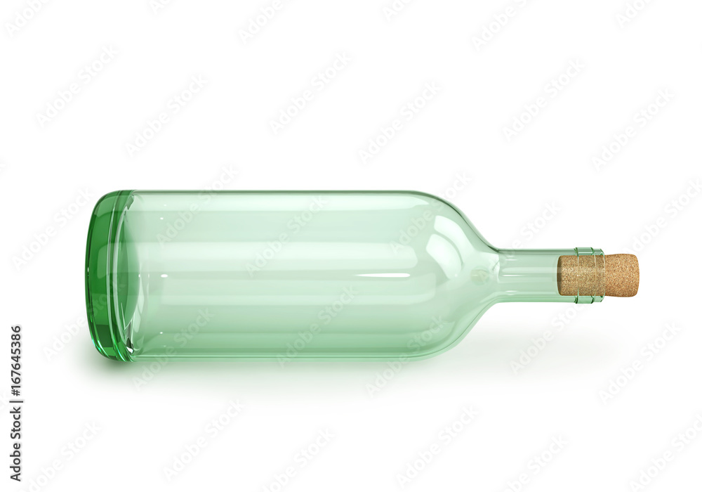 Glass empty wine bottle with cork Glass empty wine bottle with cork