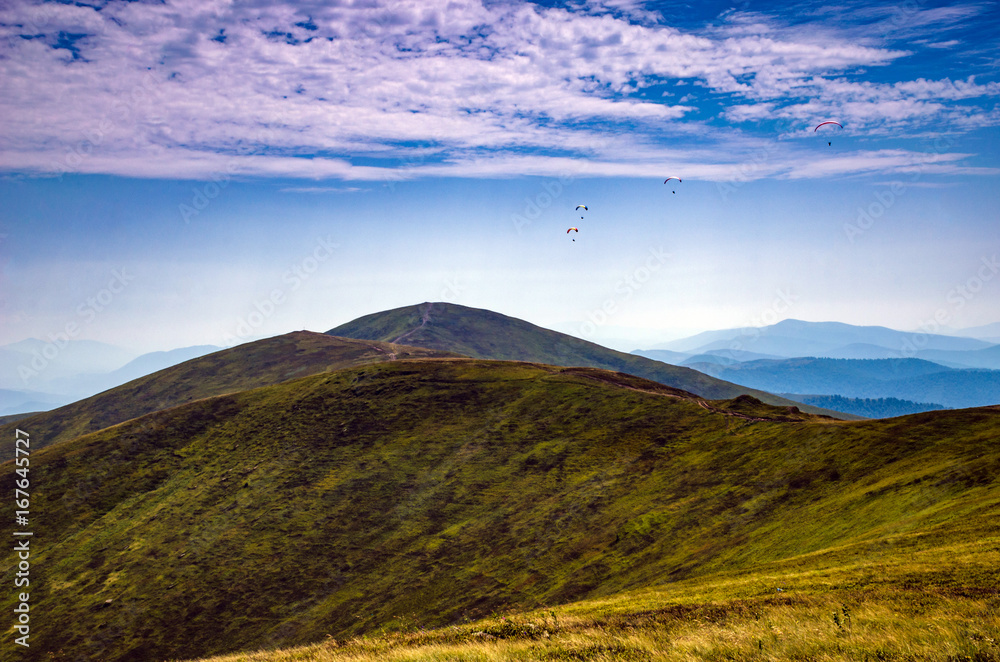 Background landscape with Ukrainian Carpathian Mountains in the Pylypets