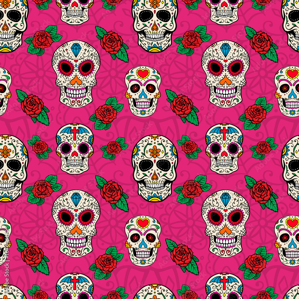 Seamless pattern with sugar skulls Seamless pattern with sugar skulls