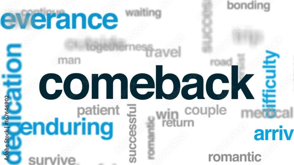 Comeback animated word cloud, text design animation. Comeback animated word cloud, text design animation.