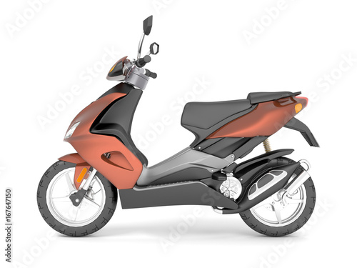 3d render isolated on white background brown scooter.