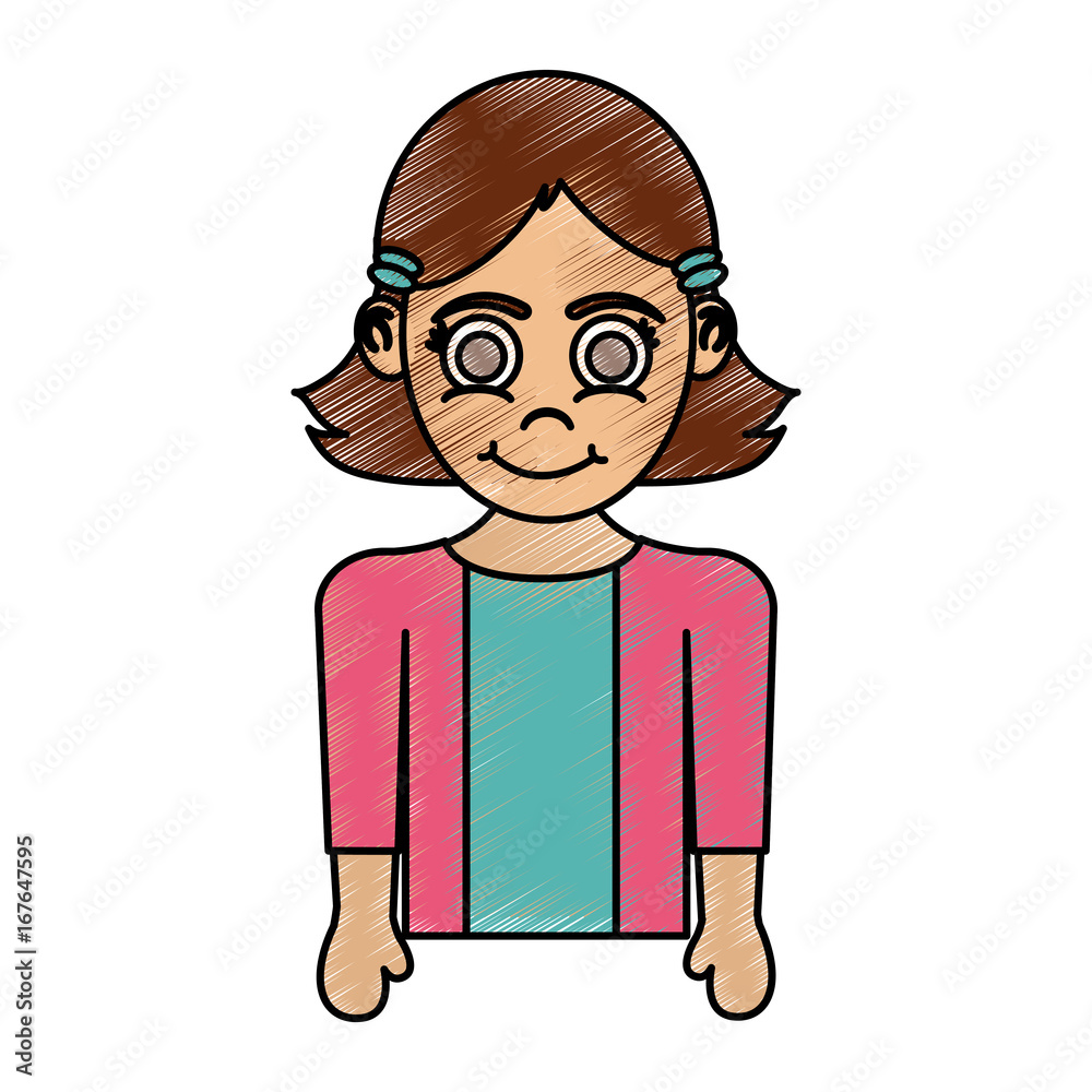 girl happy child icon image vector illustration design  sketch style