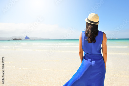 Young asian woman at beach,Boracay,Philippines.