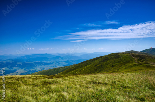 Background landscape with Ukrainian Carpathian Mountains in the Pylypets