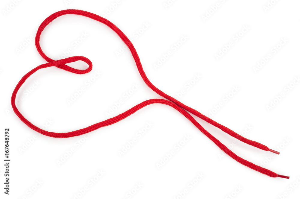 Heart of a red  shoelace