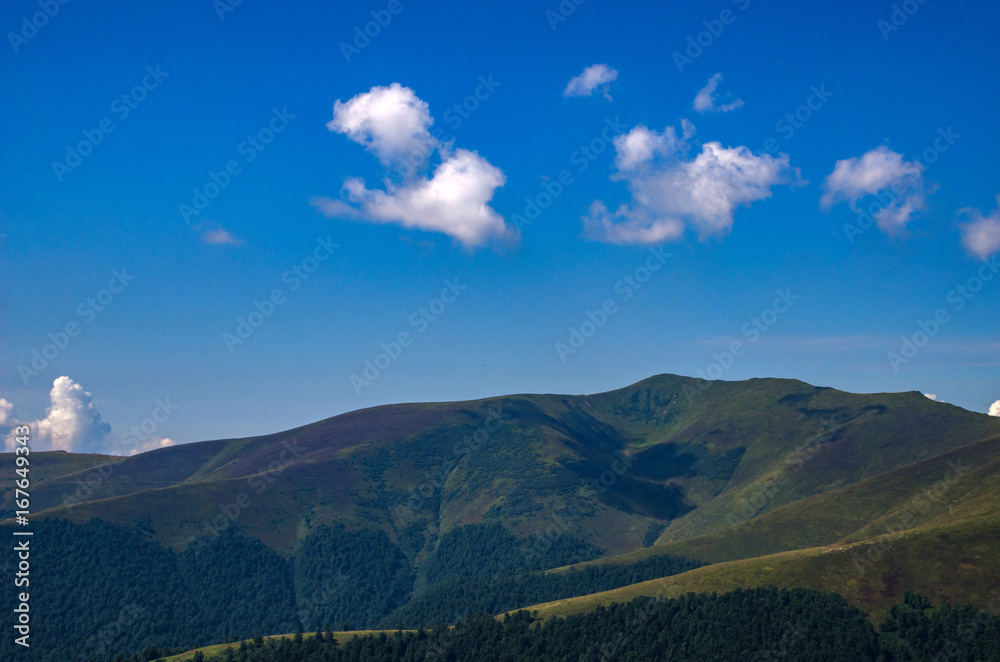 Naklejka premium Background landscape with Ukrainian Carpathian Mountains in the Pylypets