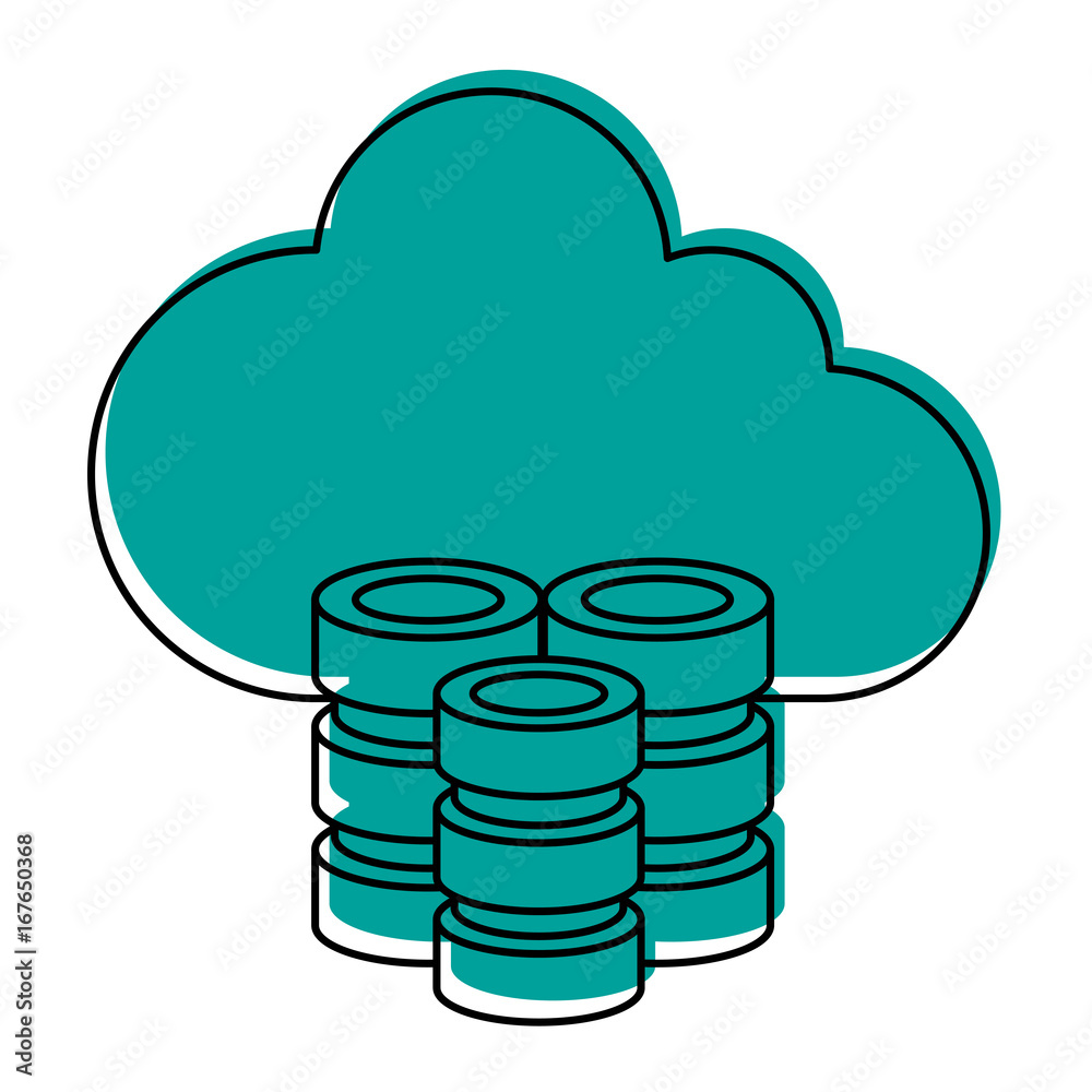 cloud storage with databases icon image vector illustration design 