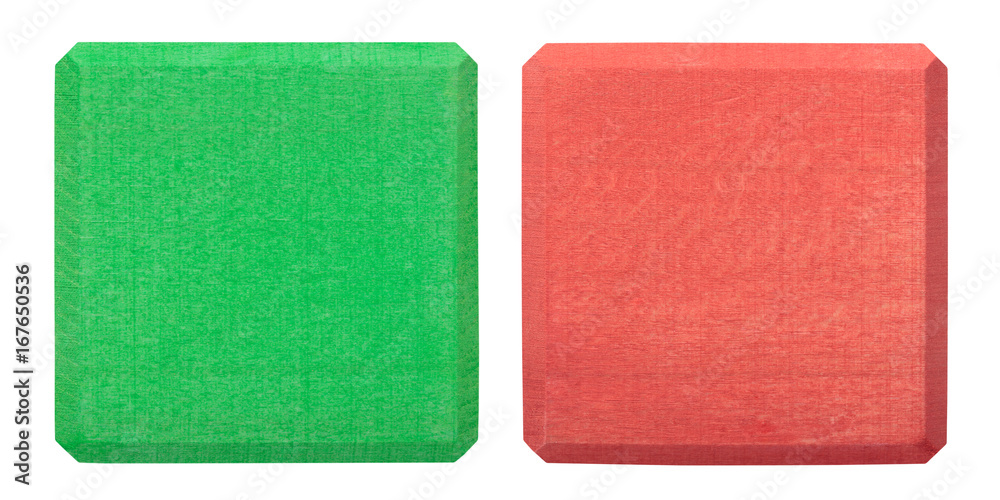 Fototapeta premium Blank green and red wooden blocks