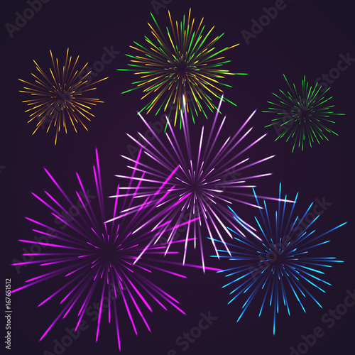 illustration of a multi-colored fireworks on a dark background