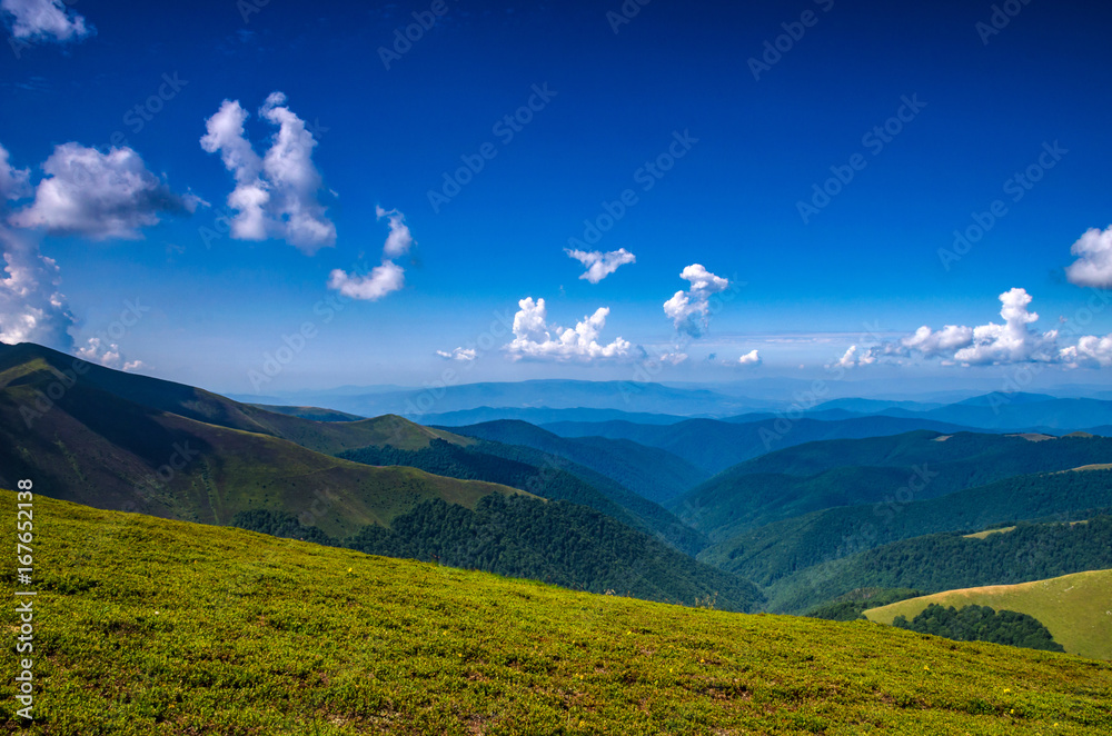 Background landscape with Ukrainian Carpathian Mountains in the Pylypets