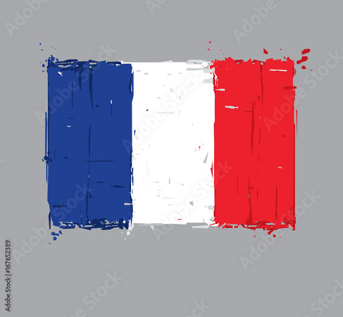 French Flag Flat - Artistic Brush Strokes and Splashes