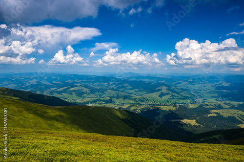 Background landscape with Ukrainian Carpathian Mountains in the Pylypets © thaarey1986