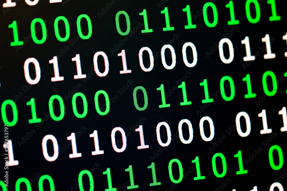 Binary code green blue digital color on black background with zoom effect for graphic design Binary code green blue digital color on black background with zoom effect for graphic design