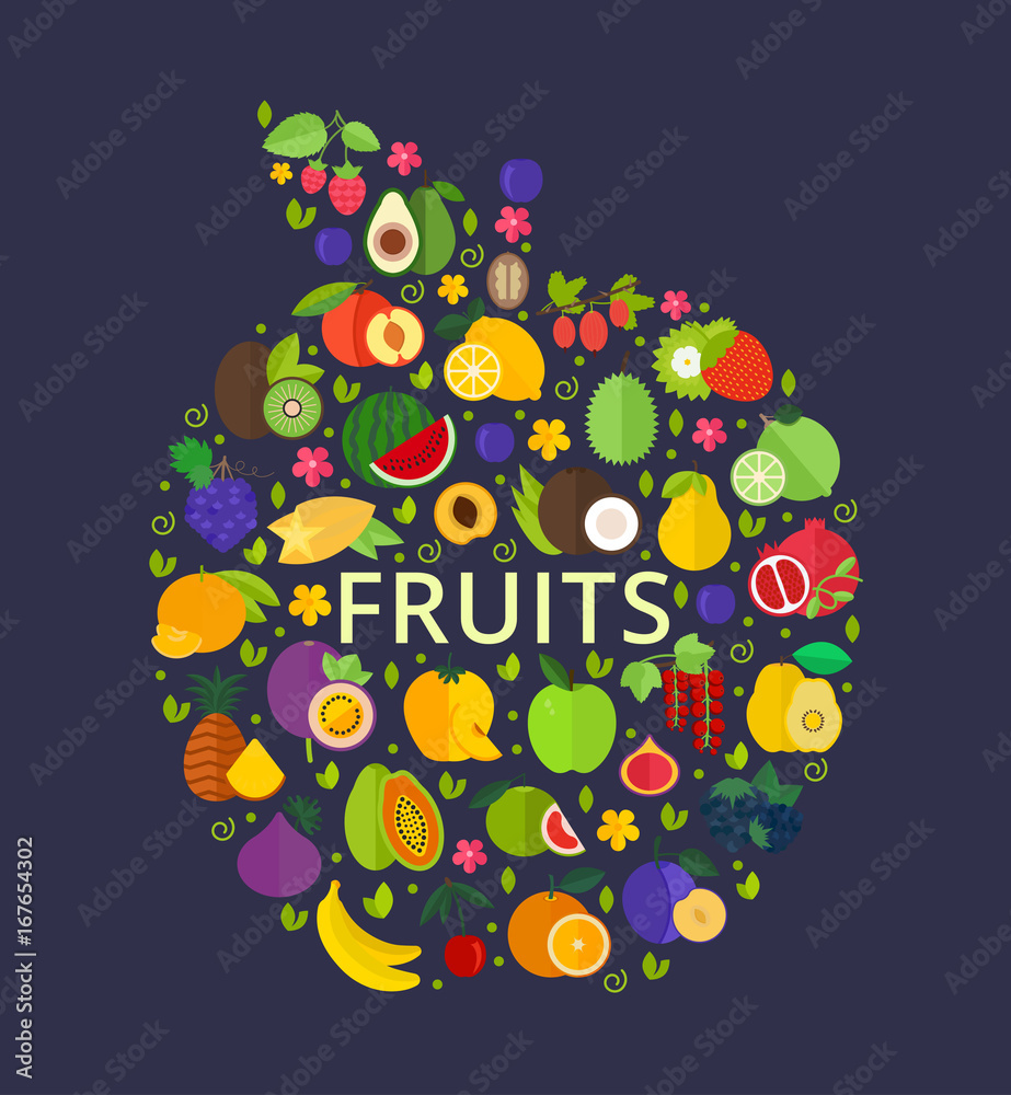 Vector Mix Fruits Banner with Place for Text Vector Mix Fruits Banner with Place for Text