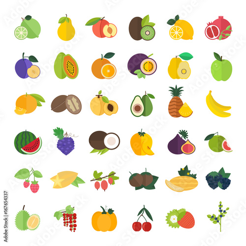 Fototapeta Naklejka Na Ścianę i Meble -  Set Vector Illustration of Fruits