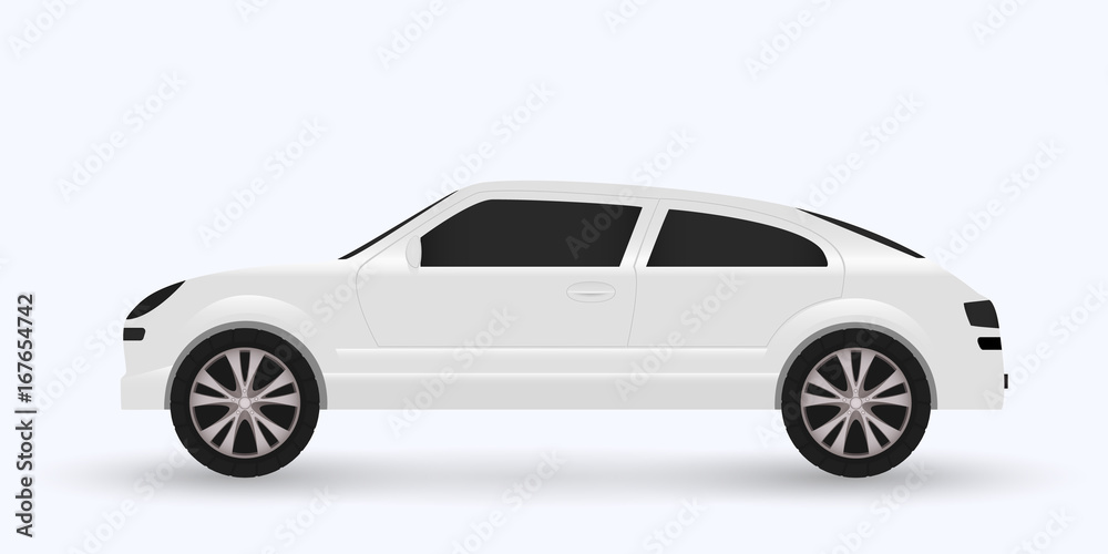 White sports car isolated on white background. Vector illustration.