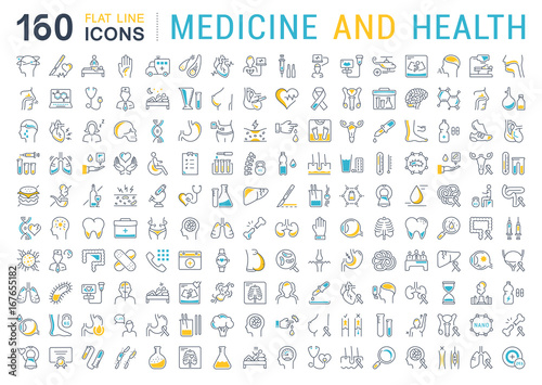 Set Vector Flat Line Icons Medecine and Health photo