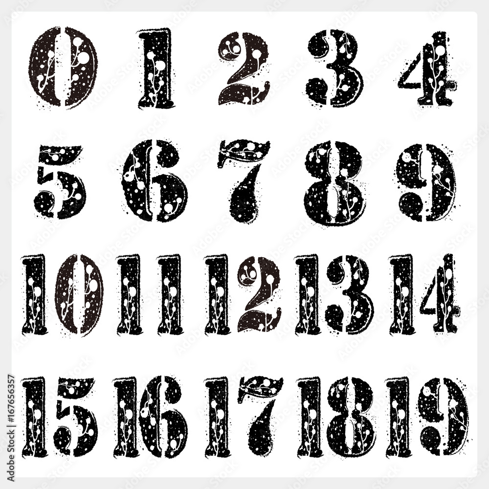Naklejka premium ザラザラ文字・数字