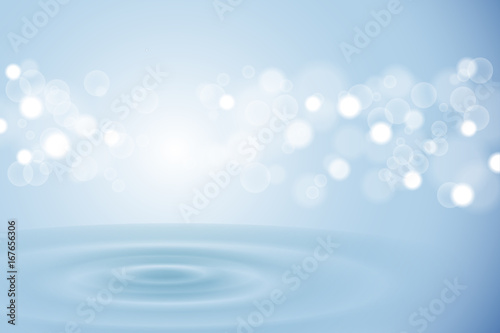Water wave transparent surface with bubbles and bokeh
