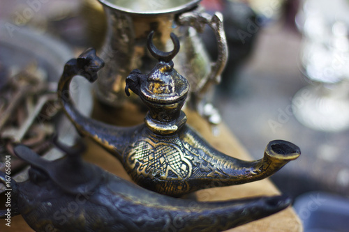Traditional aged Aladdin magic lamp found at Turkish old market