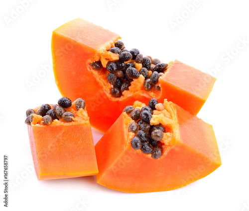 Ripe papaya isolated on white background