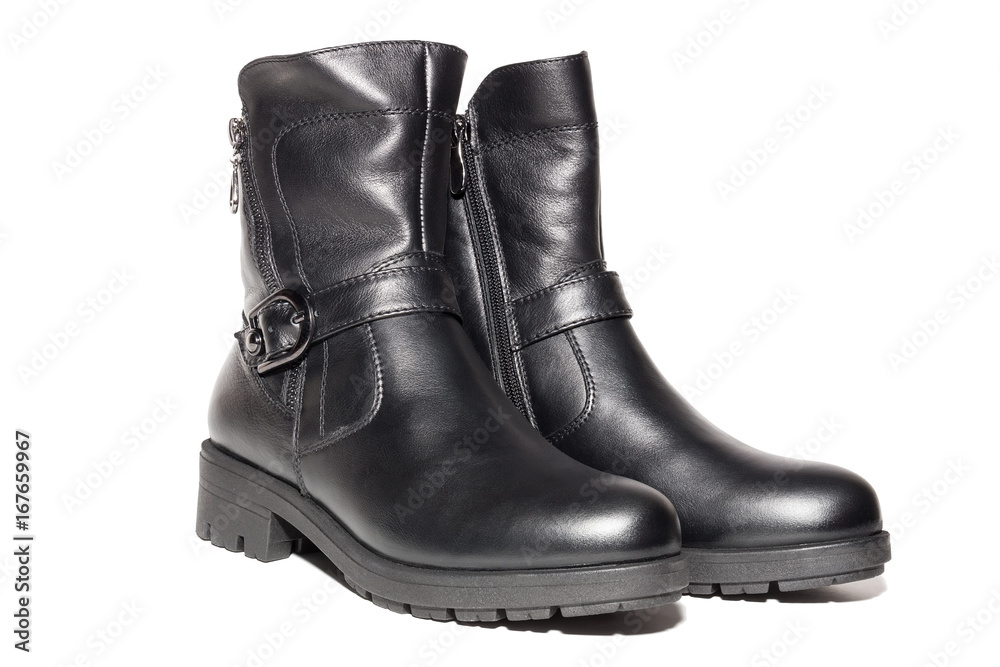 Female autumn leather boots