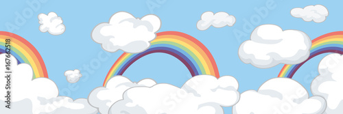 Border with clouds and a rainbow