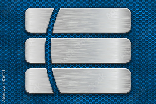 Blue metal perforated background with long cut iron plates