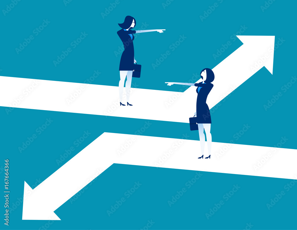 Direction. Business person pointing to different direction. Concept business vector illustration. Direction. Business person pointing to different direction. Concept business vector illustration.