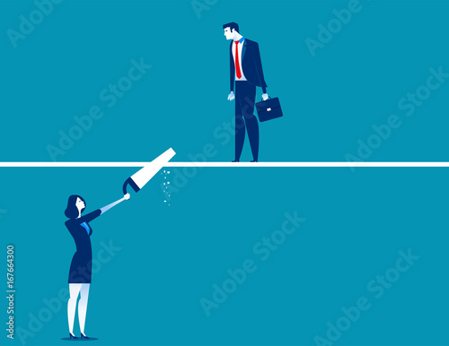 Business person is cutting. Concept business vector illustration.