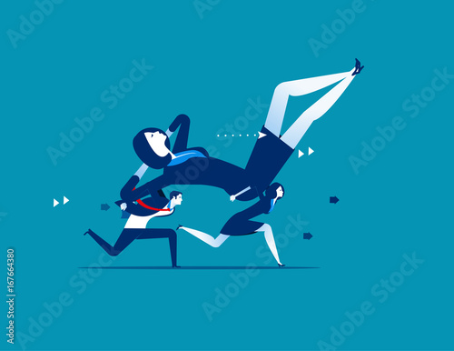 Laziness. Business people is carrying Boss. Concept business vector illustration.