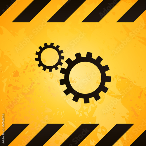 danger sign with gears