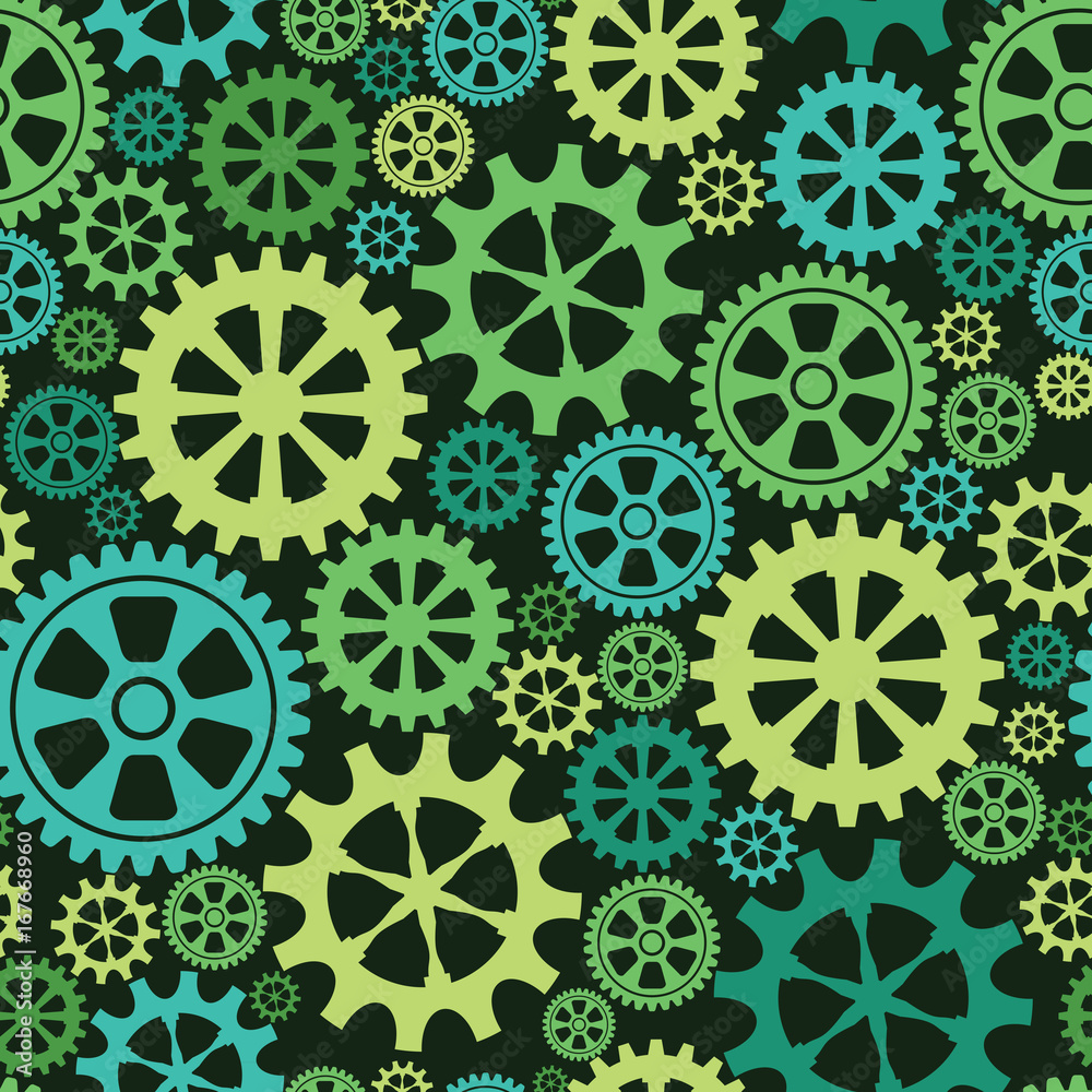 Seamless background with gears the wheels. Vector illustration.