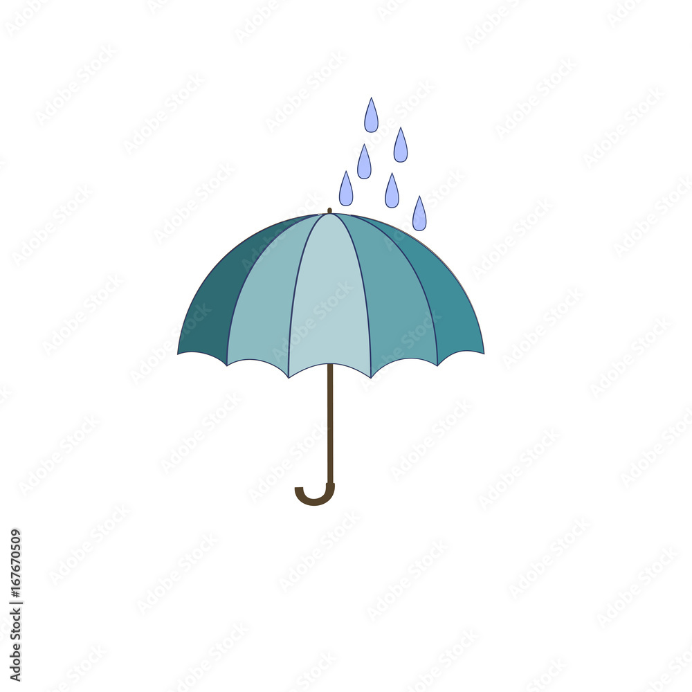 Umbrella and rain blue