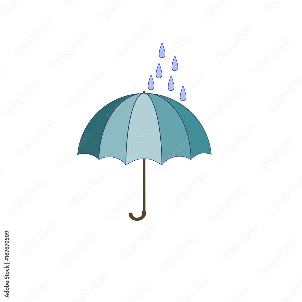 Umbrella and rain blue Umbrella and rain blue
