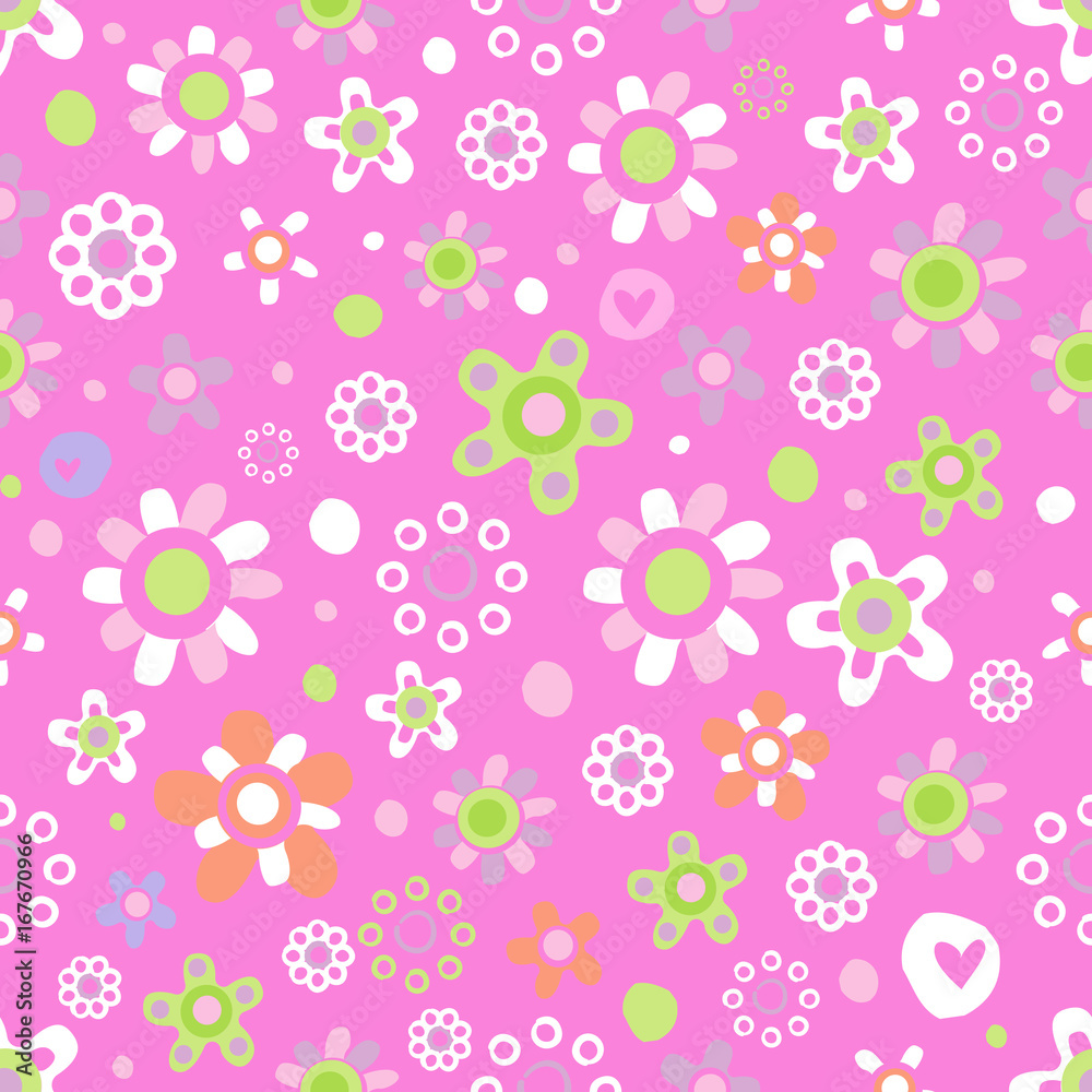 Seamless pattern with cute flowers. Seamless pattern with cute flowers.