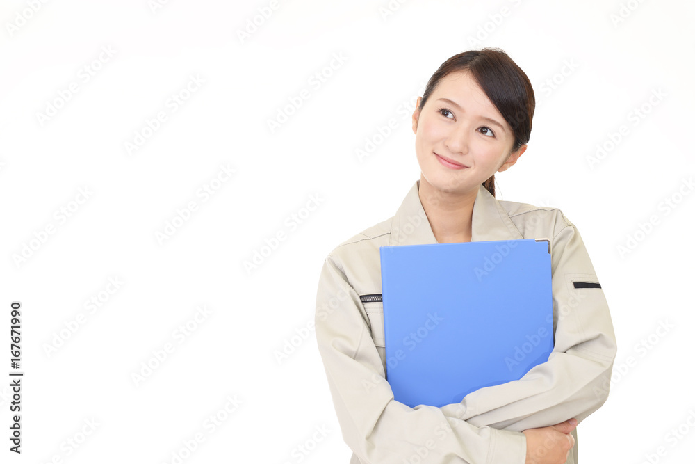 微笑む女性作業員 微笑む女性作業員