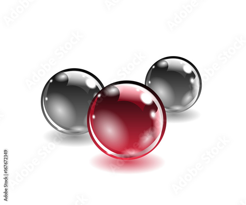 Three balls of different colors on a white background. Gradient mesh not used. Vector illustration