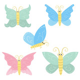 Collection of flying butterflie