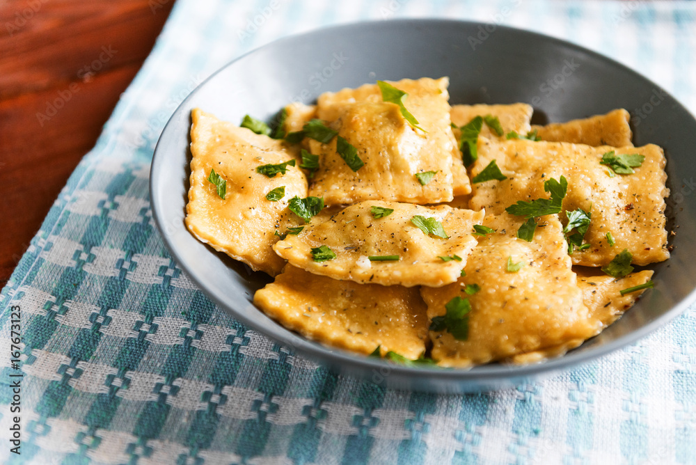 Plate with authentic ravioli Plate with authentic ravioli