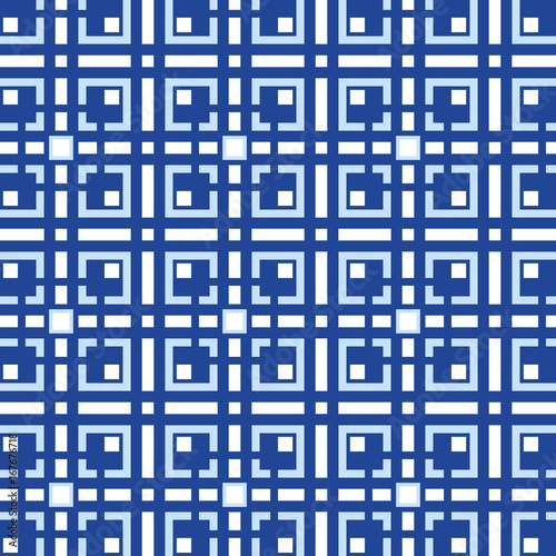 Geometric pattern design in blue and white