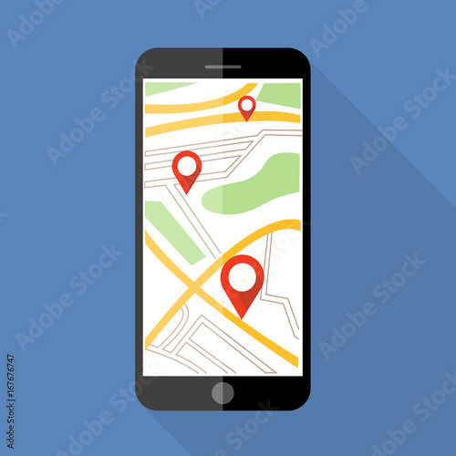 Flat Design style human hand holding the smartphone with incoming call on screen, vector design element illustrator
