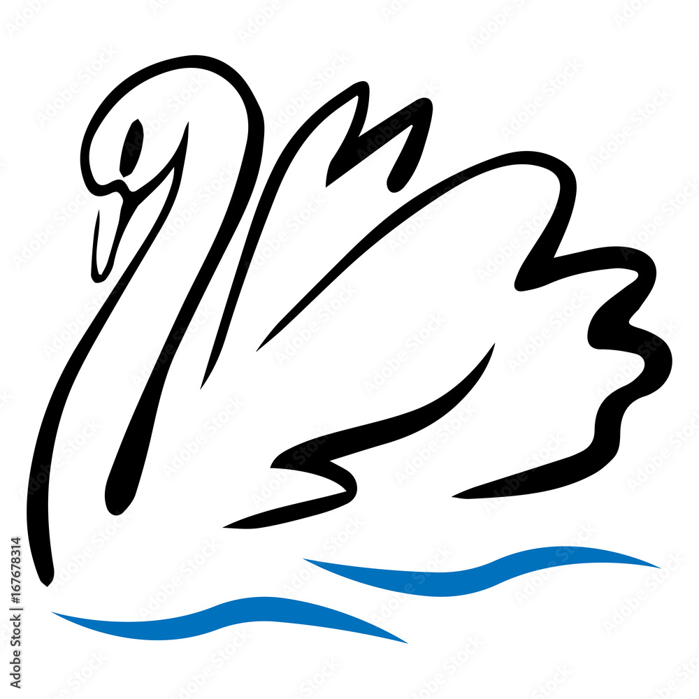 Obraz premium Swan on the water silhouette