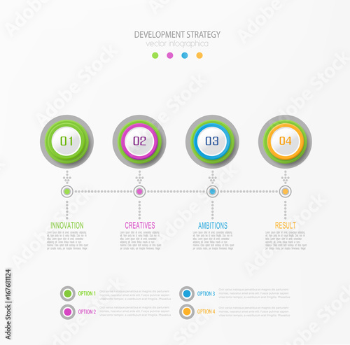 Vector abstract element for business.Strategy in stages.Steps of development, teamwork.Business concept illustrated in four stages, parts,steps.Graph, diagram, presentation infographic template