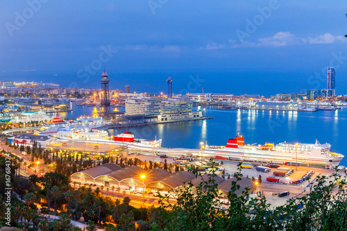 Barcelona. View of the city at night.