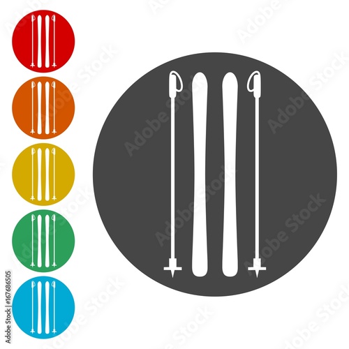 Ski icons set. Vector illustration 