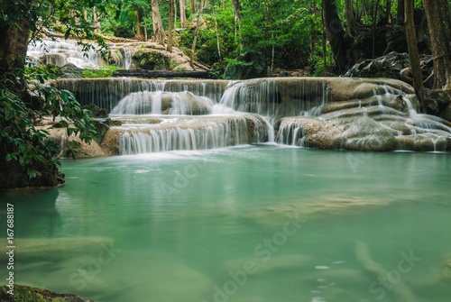Fototapeta Naklejka Na Ścianę i Meble -  Erawan waterfall in Erawan National Park,Thailand.
